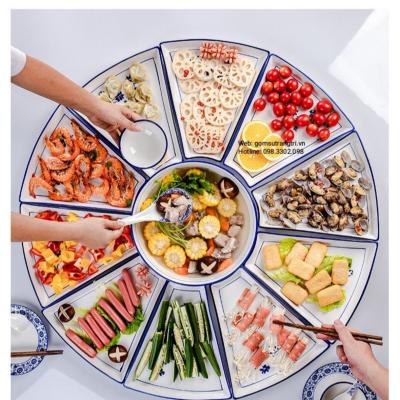 Bộ Đồ Ăn Hoa Dây Men Chàm Cao Cấp - Hàng gốm sứ Trung Quốc